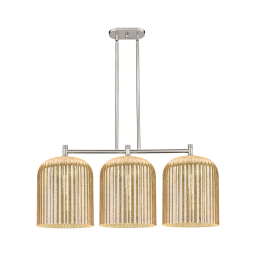 Innovations Crown Point 39in 3-Light Island | Industrial Satin Nickel and Mercury Glass | Kitchen Island & Dining Room | Model 434-3I-SN-G559-12ME