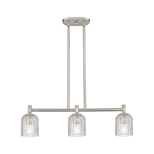 Innovations Crown Point 32in 3-Light Island Light | Industrial Satin Nickel and Clear Glass | Kitchen Island & Dining Room | Model 434-3I-SN-G559-5CL