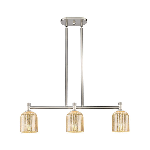 Innovations Crown Point 32in 3-Light Island Light | Industrial Satin Nickel and Mercury Glass | Kitchen Island & Dining | Model 434-3I-SN-G559-5ME