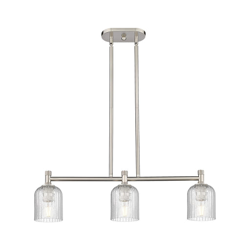 Innovations Crown Point 32in 3-Light Island Light | Industrial Satin Nickel and Seedy Glass | Kitchen Island & Dining | Model 434-3I-SN-G559-5SDY