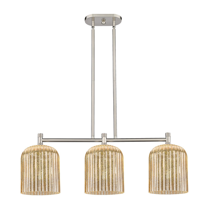 Innovations Crown Point 35in 3-Light Island Light | Industrial Satin Nickel and Mercury Glass | Kitchen Island & Dining | Model 434-3I-SN-G559-8ME