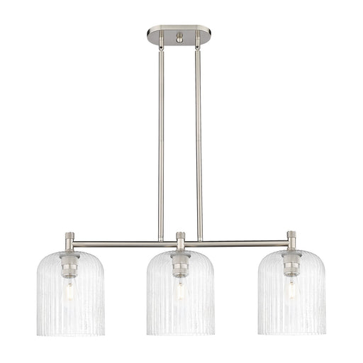 Innovations Crown Point 35in 3-Light Island Light | Industrial Satin Nickel and Seedy Glass | Kitchen Island & Dining | Model 434-3I-SN-G559-8SDY