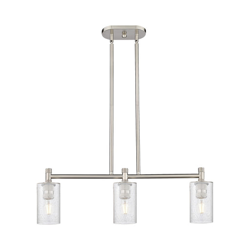 Innovations Clymer 31in 3-Light Island Light | Industrial Satin Nickel and Seedy Glass | Kitchen Island & Dining Room | Model 434-3I-SN-G804