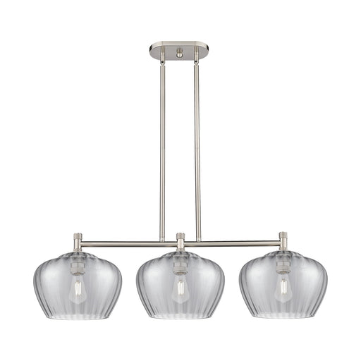 Innovations Fenton 38in 3-Light Island Light | Industrial Satin Nickel and Light Smoke Glass | Kitchen Island & Dining Room | Model 434-3I-SN-G93-L