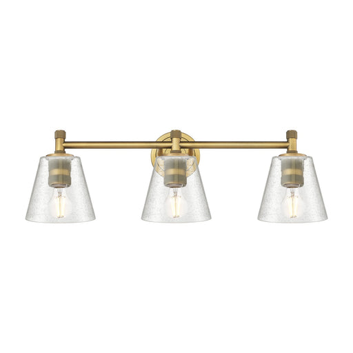 Innovations Caton 24in 3-Light Bath Vanity Light | Industrial Brushed Brass and Frosted Glass | Bathroom & Powder Room | Model 434-3W-BB-G454