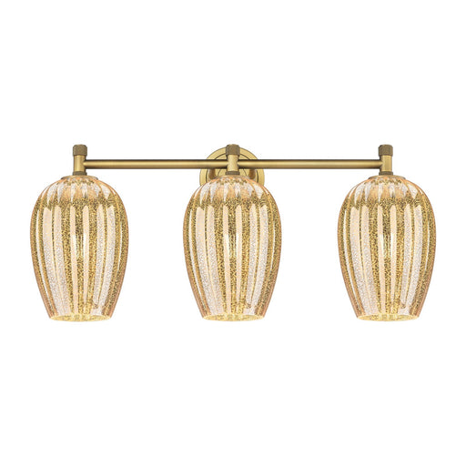 Innovations Preston Flute 24in 3-Light Bath Vanity Light | Industrial Brushed Brass and Mercury Glass | Bathroom & Powder | Model 434-3W-BB-G457-6ME