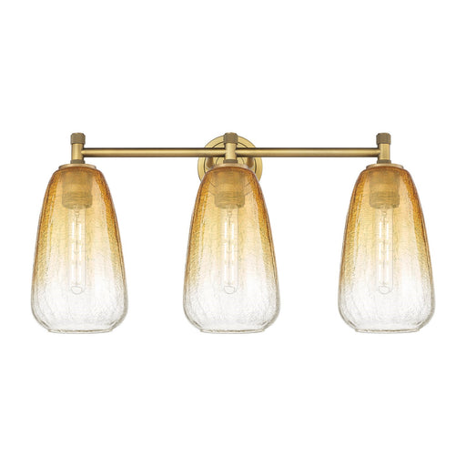 Innovations Brookhaven Almond 24in 3-Light Bath Vanity Light | Industrial Brushed Brass and Amber Glass | Bathroom Vanity | Model 434-3W-BB-G480-6AM
