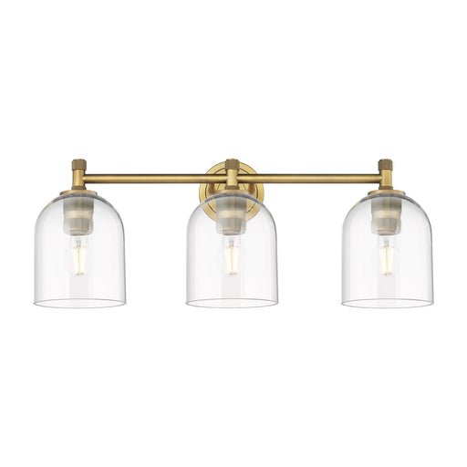 Innovations Bella 23in 3-Light Bath Vanity | Industrial Brushed Brass and Clear Glass | Bathroom & Powder Room | Model 434-3W-BB-G558-6CL
