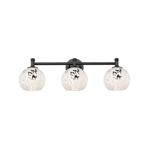 Innovations 23.75in 3-Light Bath Vanity | Industrial Matte Black and White Mouchette Glass | Bathroom & Powder Room | Model 434-3W-BK-G1216-6WM