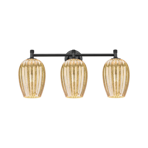 Innovations Preston Flute 24in 3-Light Bath Vanity | Industrial Matte Black and Mercury Glass | Bathroom & Powder Room | Model 434-3W-BK-G457-6ME