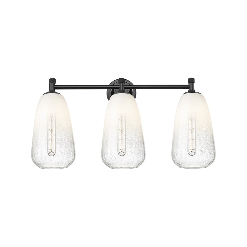 Innovations Brookhaven Almond 24in 3-Light Bath Vanity | Industrial Matte Black and Opal Glass | Bathroom Vanity | Model 434-3W-BK-G480-6OP