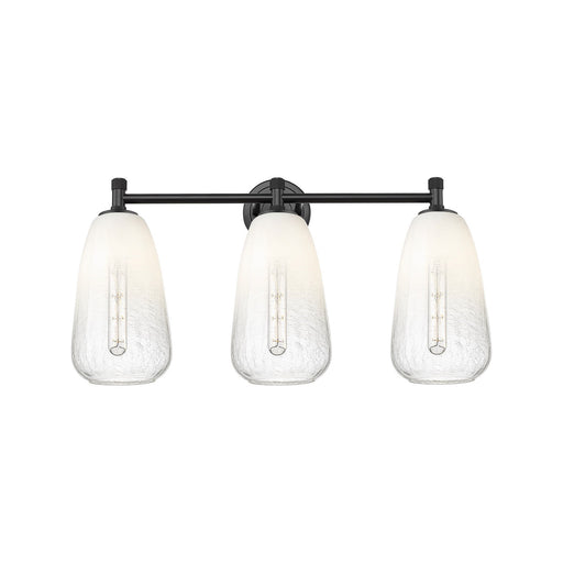 Innovations Brookhaven Almond 24in 3-Light Bath Vanity | Industrial Matte Black and Opal Glass | Bathroom Vanity | Model 434-3W-BK-G480-6OP