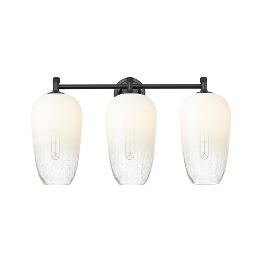 Innovations Brookhaven Flute 25in 3-Light Bath Vanity | Industrial Matte Black and Opal Glass | Bathroom & Powder Room | Model 434-3W-BK-G484-7OP