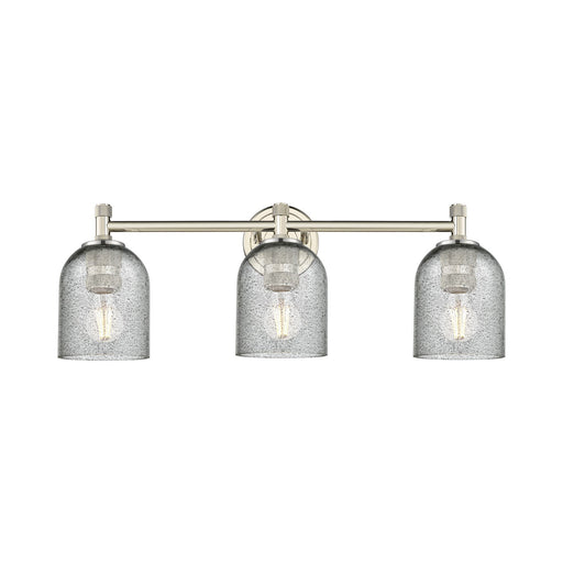 Innovations Caledonia 23in 3-Light Bath Vanity | Industrial Polished Nickel and Charcoal Glass | Bathroom & Powder Room | Model 434-3W-PN-G257