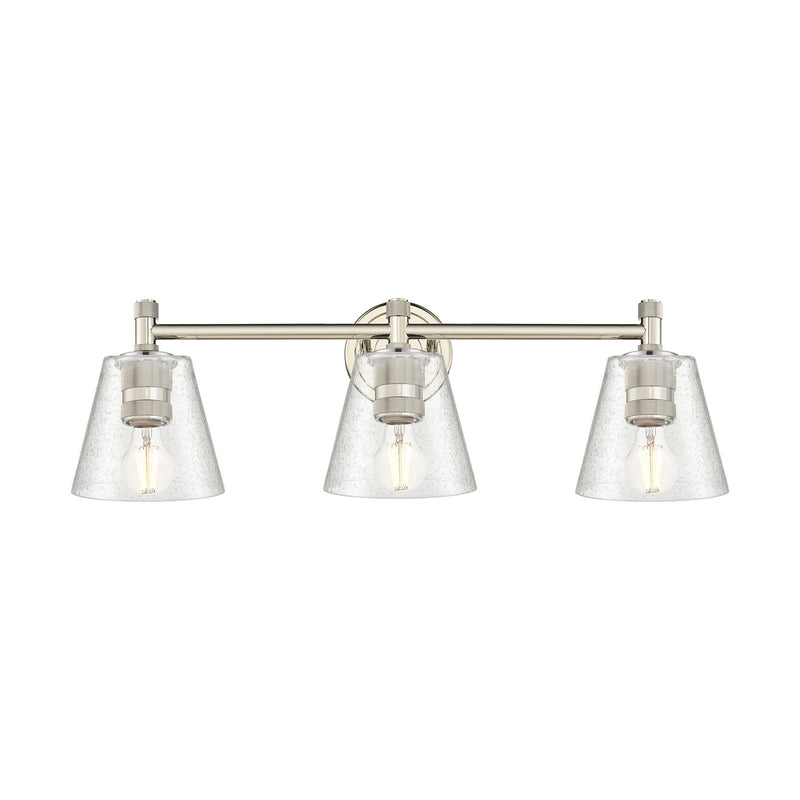 Innovations Caton 24in 3-Light Bath Vanity Light | Industrial Polished Nickel and Frosted Glass | Bathroom Vanity | Model 434-3W-PN-G454