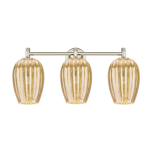 Innovations Preston Flute 24in 3-Light Bath Vanity Light | Industrial Polished Nickel and Mercury Glass | Bathroom Vanity | Model 434-3W-PN-G457-6ME
