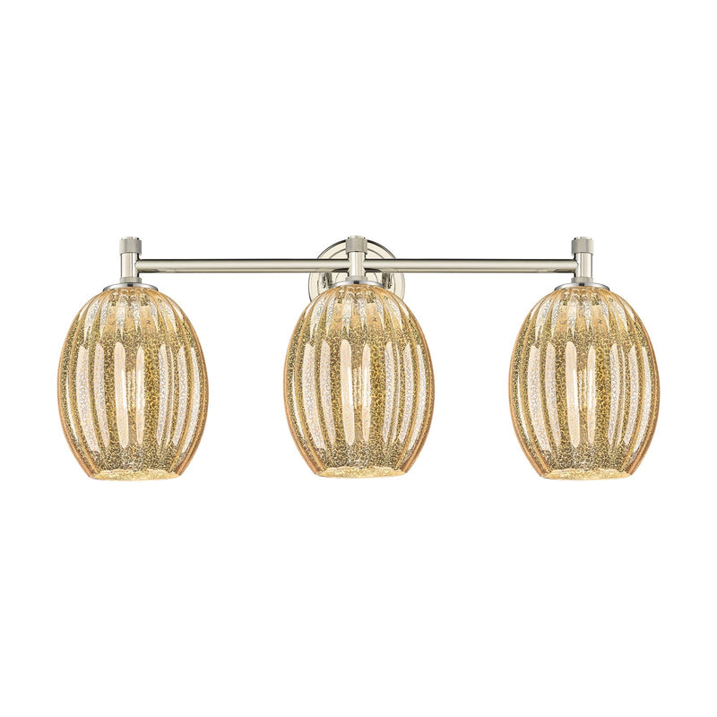 Innovations Preston Bulb 24in 3-Light Bath Vanity Light | Industrial Polished Nickel and Mercury Glass | Bathroom Vanity | Model 434-3W-PN-G459-6ME