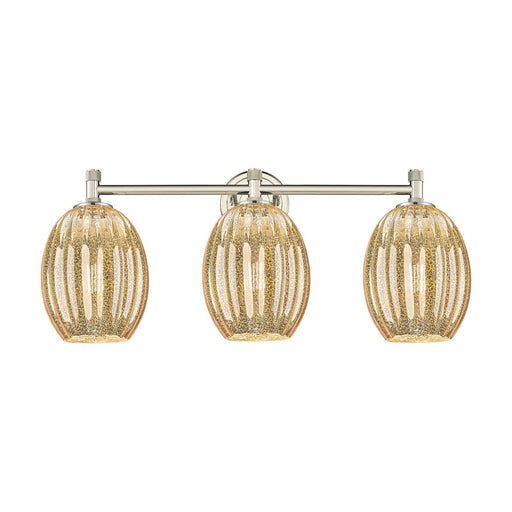 Innovations Preston Bulb 24in 3-Light Bath Vanity Light | Industrial Polished Nickel and Mercury Glass | Bathroom Vanity | Model 434-3W-PN-G459-6ME