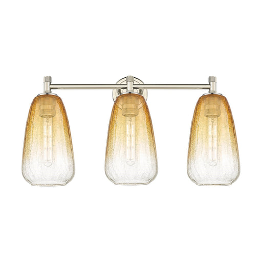 Innovations Brookhaven Almond 24in 3-Light Bath Vanity Light | Industrial Polished Nickel and Amber Glass | Bathroom | Model 434-3W-PN-G480-6AM