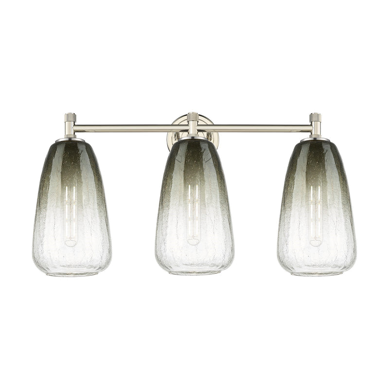 Innovations Brookhaven Almond 24in 3-Light Bath Vanity Light | Industrial Polished Nickel and Slate Glass | Bathroom | Model 434-3W-PN-G480-6SL