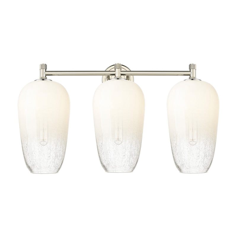 Innovations Brookhaven Flute 25in 3-Light Bath Vanity Light | Industrial Polished Nickel and Opal Glass | Bathroom Vanity | Model 434-3W-PN-G484-7OP