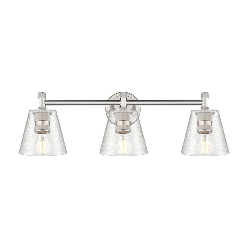 Innovations Caton 24in 3-Light Bath Vanity Light | Industrial Satin Nickel and Frosted Glass | Bathroom Vanity | 23.75 x 9 in | Model 434-3W-SN-G454