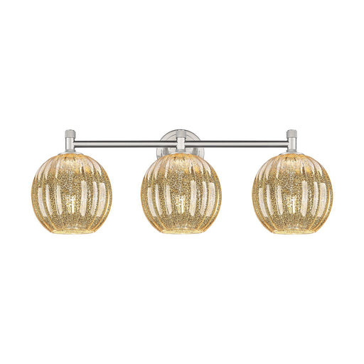Innovations Preston Globe 25in 3-Light Bath Vanity | Industrial Satin Nickel and Mercury Glass | Bathroom & Powder Room | Model 434-3W-SN-G458-7ME