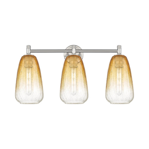 Innovations Brookhaven Almond 24in 3-Light Bath Vanity | Industrial Satin Nickel and Amber Glass | Bathroom & Powder Room | Model 434-3W-SN-G480-6AM