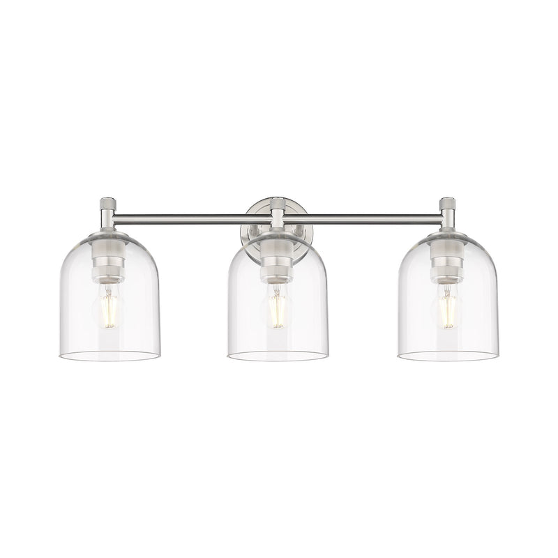 Innovations Bella 23in 3-Light Bath Vanity | Industrial Satin Nickel and Clear Glass | Bathroom Vanity | 23.25 x 10 in | Model 434-3W-SN-G558-6CL