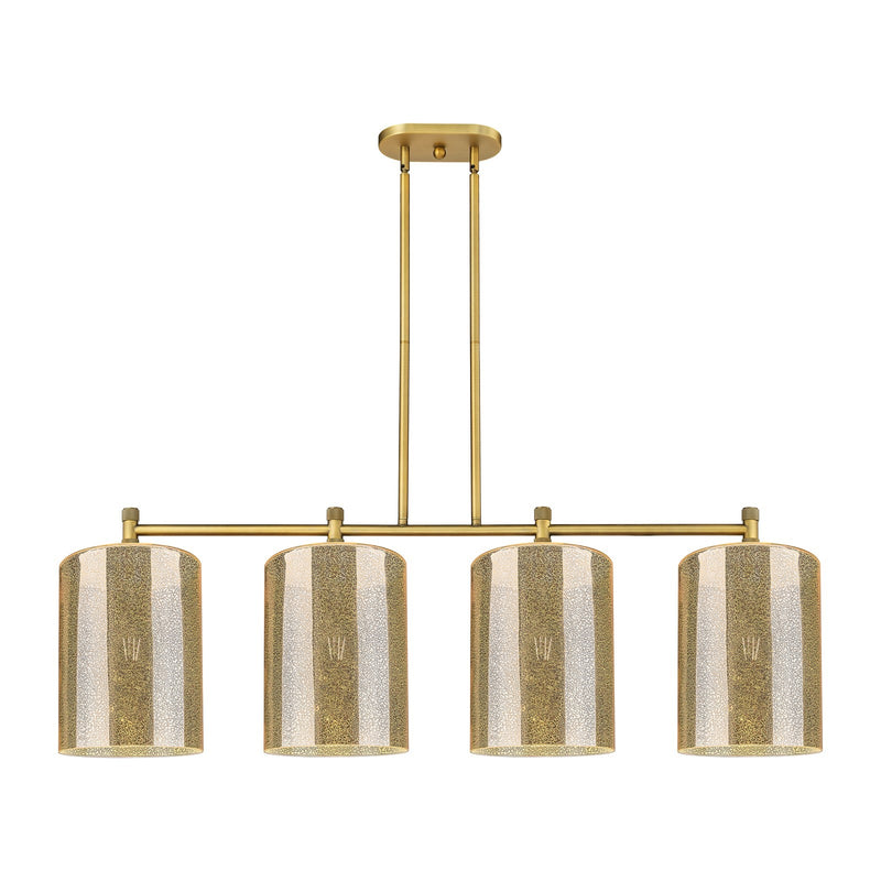 Innovations Cobbleskill 49in 4-Light Island | Industrial Brushed Brass and Mercury Glass | Kitchen Island & Dining Room | Model 434-4I-BB-G116-L