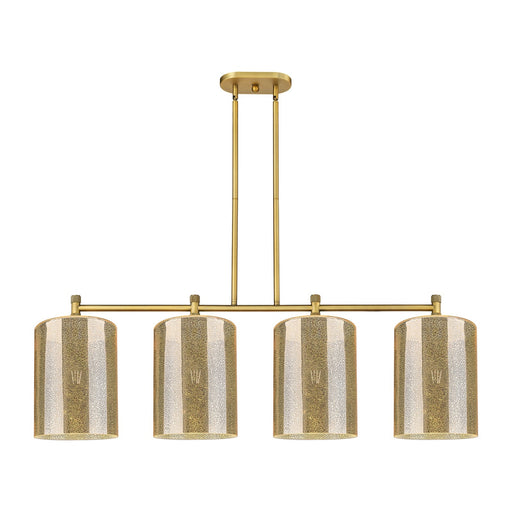 Innovations Cobbleskill 49in 4-Light Island | Industrial Brushed Brass and Mercury Glass | Kitchen Island & Dining Room | Model 434-4I-BB-G116-L