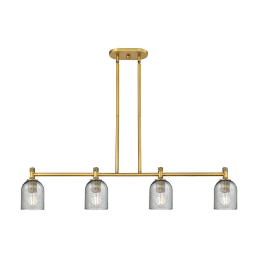 Innovations Caledonia 45in 4-Light Island Light | Industrial Brushed Brass and Charcoal Glass | Kitchen Island & Dining Room | Model 434-4I-BB-G257