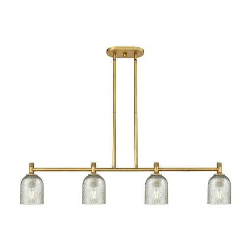 Innovations Caledonia 45in 4-Light Island Light | Industrial Brushed Brass and Mica Glass | Kitchen Island & Dining Room | Model 434-4I-BB-G259