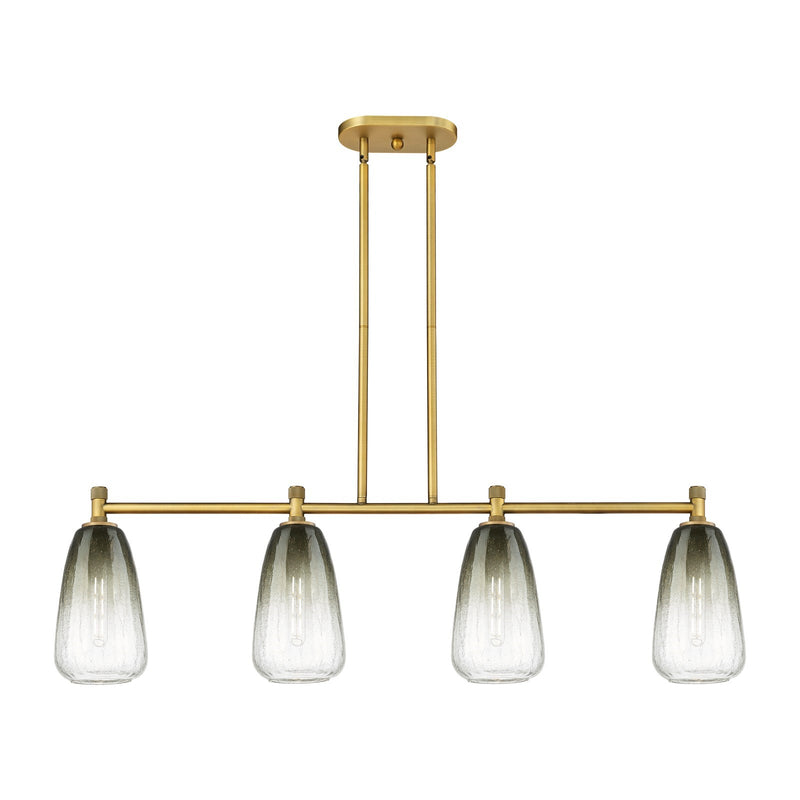Innovations Brookhaven Almond 46.25in 4-Light Island Light | Industrial Brushed Brass and Slate Glass | Kitchen Island | Model 434-4I-BB-G480-6SL