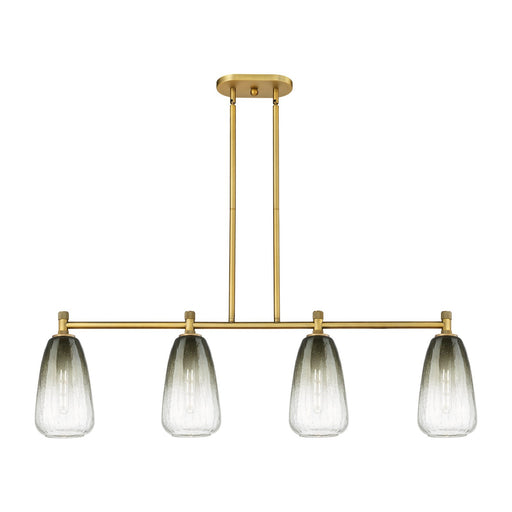 Innovations Brookhaven Almond 46.25in 4-Light Island Light | Industrial Brushed Brass and Slate Glass | Kitchen Island | Model 434-4I-BB-G480-6SL