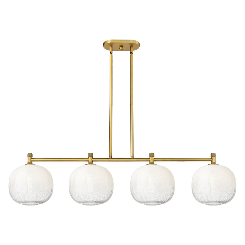 Innovations Brookhaven Sphere 50.75in 4-Light Island Light | Industrial Brushed Brass and Opal Glass | Kitchen Island | Model 434-4I-BB-G481-10OP