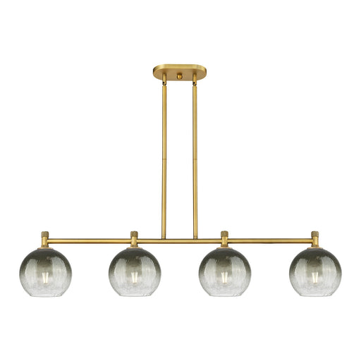 Innovations Brookhaven Globe 48in 4-Light Island | Industrial Brushed Brass and Slate Glass | Kitchen Island & Dining Room | Model 434-4I-BB-G483-8SL