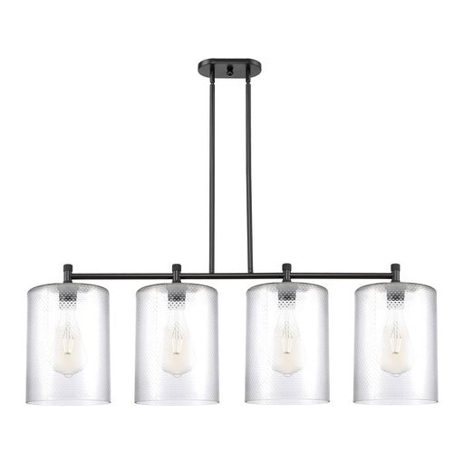 Innovations Cobbleskill 49in 4-Light Island | Industrial Matte Black and Clear Glass | Kitchen Island & Dining Room | Model 434-4I-BK-G112-L