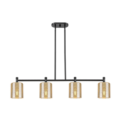Innovations Cobbleskill 45in 4-Light Island Light | Industrial Matte Black and Mercury Glass | Kitchen Island & Dining Room | Model 434-4I-BK-G116