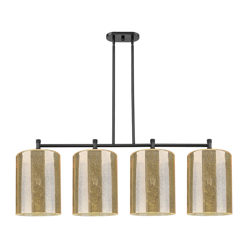 Innovations Cobbleskill 49in 4-Light Island Light | Industrial Matte Black and Mercury Glass | Kitchen Island & Dining Room | Model 434-4I-BK-G116-L