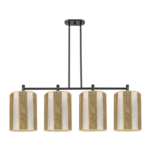 Innovations Cobbleskill 49in 4-Light Island Light | Industrial Matte Black and Mercury Glass | Kitchen Island & Dining Room | Model 434-4I-BK-G116-L