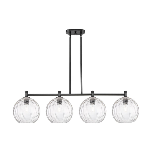 Innovations Athens Water Glass 50in 4-Light Island Light | Industrial Matte Black and Clear Glass | Kitchen Island | Model 434-4I-BK-G1215-10