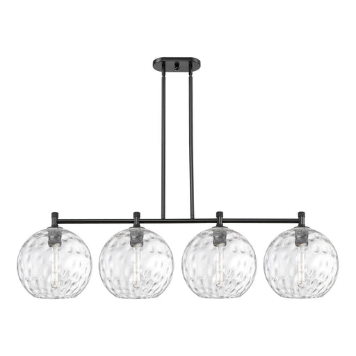 Innovations Athens Water Glass 52in 4-Light Island Light | Industrial Matte Black and Clear Glass | Kitchen Island | Model 434-4I-BK-G1215-12
