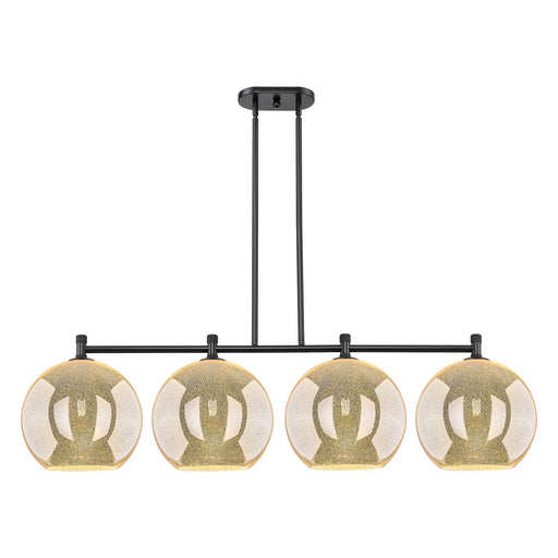 Innovations Athens 52in 4-Light Island Light | Industrial Matte Black and Mercury Glass | Kitchen Island & Dining Room | Model 434-4I-BK-G128-12