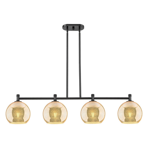 Innovations Athens 48in 4-Light Island | Industrial Matte Black and Mercury Glass | Kitchen Island & Dining Room | Model 434-4I-BK-G128-8