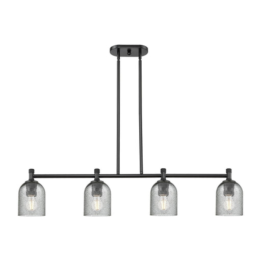 Innovations Caledonia 45in 4-Light Island | Industrial Matte Black and Charcoal Glass | Kitchen Island & Dining Room | Model 434-4I-BK-G257
