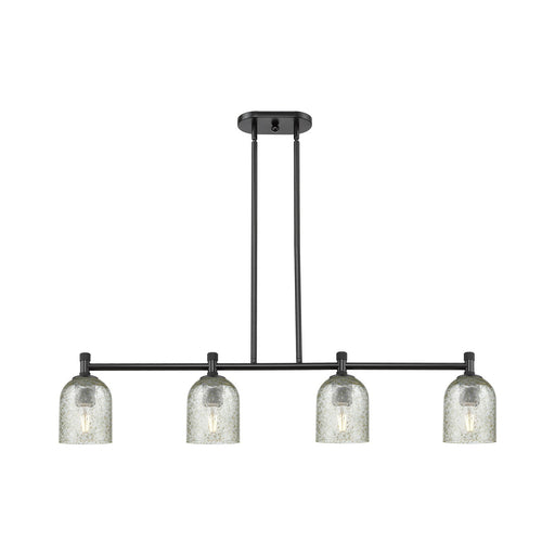 Innovations Caledonia 45in 4-Light Island | Industrial Matte Black and Mica Glass | Kitchen Island & Dining Room | Model 434-4I-BK-G259