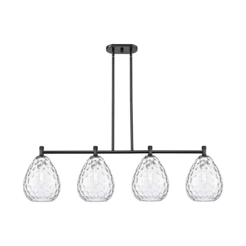 Innovations Waverly 48in 4-Light Island Light | Industrial Matte Black and Clear Glass | Kitchen Island & Dining Room | Model 434-4I-BK-G372