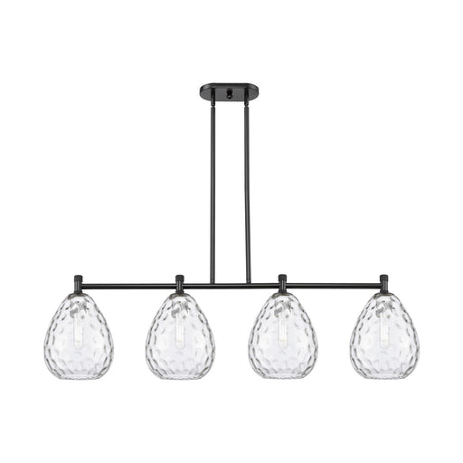 Innovations Waverly 48in 4-Light Island Light | Industrial Matte Black and Clear Glass | Kitchen Island & Dining Room | Model 434-4I-BK-G372