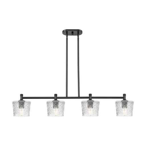 Innovations Niagara 47in 4-Light Island Light | Industrial Matte Black and Clear Glass | Kitchen Island & Dining Room | Model 434-4I-BK-G402